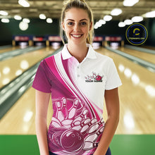 Load image into Gallery viewer, Custom White And Pink Classic Retro Style Women Polo Bowling Tournament Shirt IPHW11327