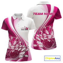 Load image into Gallery viewer, Custom White And Pink Classic Retro Style Women Polo Bowling Tournament Shirt IPHW11327
