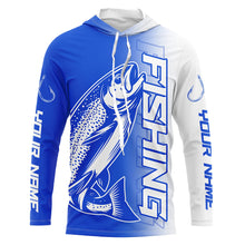 Load image into Gallery viewer, Custom Trout Fishing Long Sleeve Tournament Shirts, Lake Trout Fishing Jerseys Fishing Gifts | Blue IPHW6654