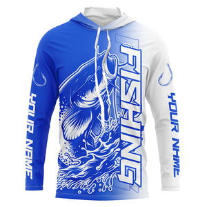 Custom Catfish Fishing Long Sleeve Tournament Shirts, Catfish Fishing Jerseys Fishing Gifts | Blue IPHW6655