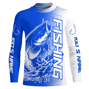 Custom Catfish Fishing Long Sleeve Tournament Shirts, Catfish Fishing Jerseys Fishing Gifts | Blue IPHW6655