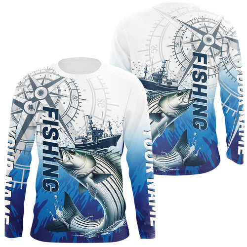 Custom Striped Bass Fishing Saltwater Long Sleeve Performance Shirts IPHW9156