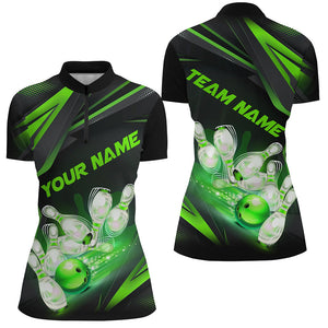 Custom Bowling Jerseys, Customize Green Bowling Shirts For Women, Team Bowling Uniform IPHW6985