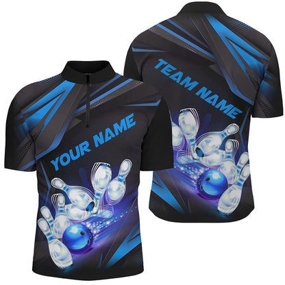 Custom Bowling Jerseys, Customize Blue Bowling Shirts For Men, Team Bowling Uniform IPHW6986