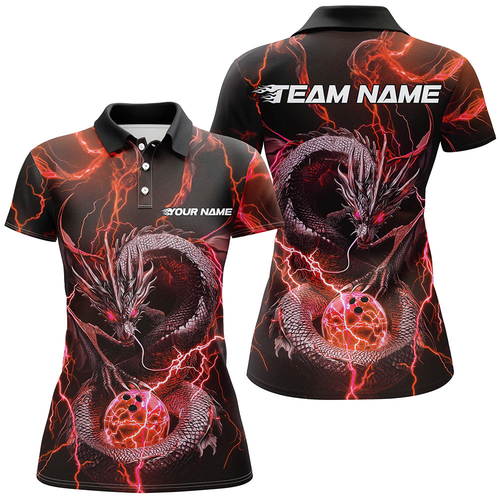 Black And Green Thunder Lightning Custom Dragon Bowling Team Shirt For Women, Bowler Outfit IPHW7525