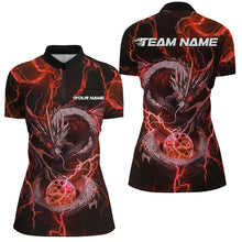 Load image into Gallery viewer, Black And Green Thunder Lightning Custom Dragon Bowling Team Shirt For Women, Bowler Outfit IPHW7525