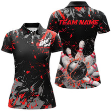 Load image into Gallery viewer, Black And Red Splatter Bowling Shirts For Women, Bowling Team Uniform Bowler Outfit IPHW7985