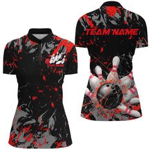 Load image into Gallery viewer, Black And Red Splatter Bowling Shirts For Women, Bowling Team Uniform Bowler Outfit IPHW7985