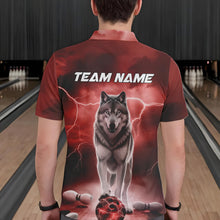 Load image into Gallery viewer, Red Thunder Lightning Custom Wolf Bowling Polo Shirts For Men, Wolf Bowling Team Shirt IPHW8425