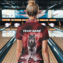 Load image into Gallery viewer, Red Thunder Lightning Custom Wolf Bowling Polo Shirts For Women, Wolf Bowling Team Shirt IPHW8425