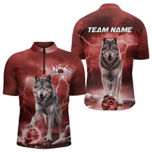Load image into Gallery viewer, Red Thunder Lightning Custom Wolf Bowling Quarter-Zip Shirts For Men, Wolf Bowling Team Shirt IPHW8425