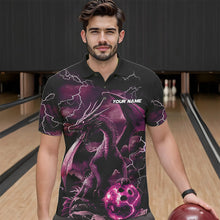 Load image into Gallery viewer, Black And Pink Thunder Lightning Custom Dragon Bowling Team Shirts For Men, Bowling Uniform IPHW8633
