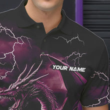 Load image into Gallery viewer, Black And Pink Thunder Lightning Custom Dragon Bowling Team Shirts For Men, Bowling Uniform IPHW8633