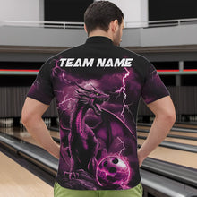 Load image into Gallery viewer, Black And Pink Thunder Lightning Custom Dragon Bowling Team Shirts For Men, Bowling Uniform IPHW8633