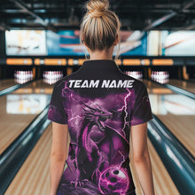 Load image into Gallery viewer, Black And Pink Thunder Lightning Custom Dragon Womens Bowling Team Shirts, Bowling Uniform IPHW8633