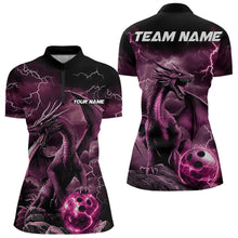 Load image into Gallery viewer, Black And Pink Thunder Lightning Custom Dragon Womens Bowling Team Shirts, Bowling Uniform IPHW8633