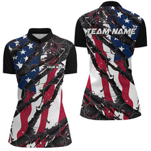 Load image into Gallery viewer, American Flag Custom Bowling Team Shirts For Women, Patriotic Bowling Team Jerseys IPHW6485