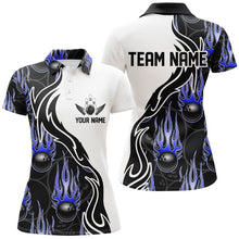 Load image into Gallery viewer, Custom Bowling Shirts For Women, Personalized Flame Bowling Team Jerseys | Blue IPHW5003
