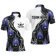 Load image into Gallery viewer, Custom Bowling Shirts For Men And Women, Personalized Flame Bowling Team Jerseys | Blue IPHW5003