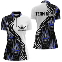 Load image into Gallery viewer, Custom Bowling Shirts For Women, Personalized Flame Bowling Team Jerseys | Blue IPHW5003
