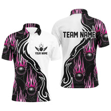 Load image into Gallery viewer, Custom Bowling Shirts For Men And Women, Personalized Flame Bowling Team Jerseys | Pink IPHW5005