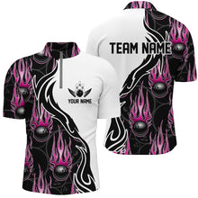 Load image into Gallery viewer, Custom Bowling Shirts For Men And Women, Personalized Flame Bowling Team Jerseys | Pink IPHW5005