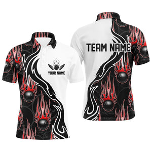 Custom Bowling Shirts For Men And Women, Personalized Flame Bowling Team Jerseys | Red IPHW5007