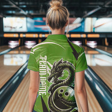 Load image into Gallery viewer, Custom Black And Green Thunder Lightning Dragon Bowling Jerseys Bowling Womens Polo Shirts IPHW8660