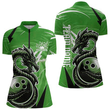 Load image into Gallery viewer, Custom Black And Green Thunder Lightning Dragon Bowling Jerseys Womens Quarter-Zip Shirts IPHW8660