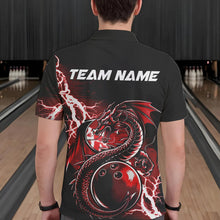 Load image into Gallery viewer, Custom Black And Red Thunder Lightning Dragon Bowling Polo Shirts For Men, Bowlers Outfits IPHW8662