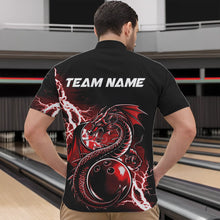 Load image into Gallery viewer, Custom Black And Red Thunder Lightning Dragon Bowling Quarter-Zip Shirts For Men, Bowlers Outfits IPHW8662