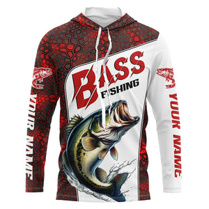 Custom Red Camo Bass Fishing Jerseys, Bass Fishing Long Sleeve Tournament Shirts Fishing Gifts IPHW6666