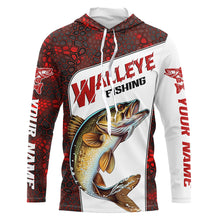 Load image into Gallery viewer, Custom Red Camo Walleye Fishing Jerseys, Walleye Fishing Long Sleeve Tournament Shirts Fishing Gifts IPHW6668