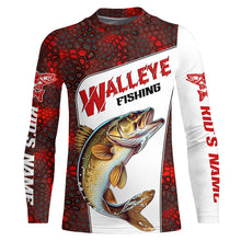 Load image into Gallery viewer, Custom Red Camo Walleye Fishing Jerseys, Walleye Fishing Long Sleeve Tournament Shirts Fishing Gifts IPHW6668