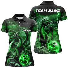 Load image into Gallery viewer, Black And Green Thunder Lightning Custom Dragon Ladies Bowling Team Shirts, Bowling Uniform IPHW7995