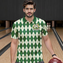 Load image into Gallery viewer, Custom St Patricks Day Argyle Bowling Polo Shirts For Men, Saint Paddys Day Team Outfits IPHW8682