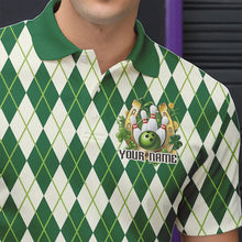 Load image into Gallery viewer, Custom St Patricks Day Argyle Bowling Polo Shirts For Men, Saint Paddys Day Team Outfits IPHW8682