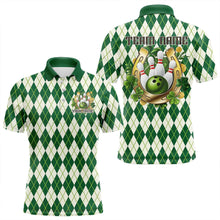Load image into Gallery viewer, Custom St Patricks Day Argyle Bowling Polo Shirts For Men, Saint Paddys Day Team Outfits IPHW8682