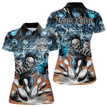 Load image into Gallery viewer, Custom Rock Style Skull Bowling Polo Shirts For Women, Funny Skeleton Bowlers Outfit IPHW8934