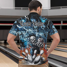 Load image into Gallery viewer, Custom Rock Style Skull Bowling Quarter-Zip Shirts For Men, Funny Skeleton Bowlers Outfit IPHW8934