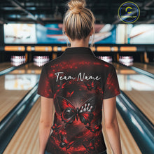 Load image into Gallery viewer, Custom Black And Red Galaxy Butterfly Bowling Women Polo Shirt, Butterflies Bowlers Outfits IPHW11051