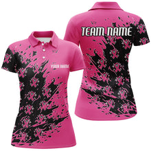 Load image into Gallery viewer, Black And Pink Custom Breast Cancer Awareness Bowling Jerseys, Bowling Shirts For Women IPHW7008