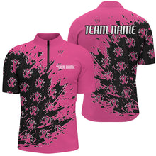 Load image into Gallery viewer, Black And Pink Custom Breast Cancer Awareness Bowling Jerseys, Bowling Shirts For Men And Women IPHW7008