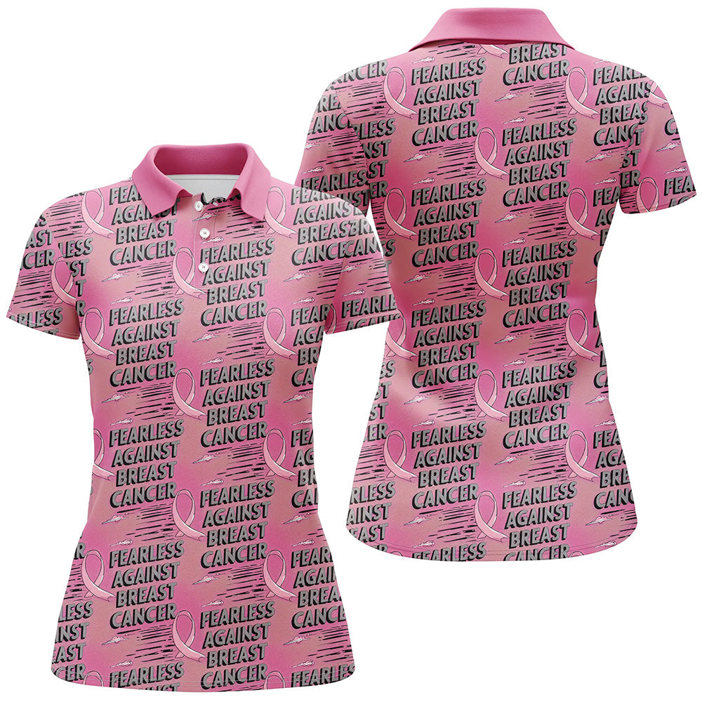 Fearless Against Breast Cancer Custom Polo Shirts, Breast Cancer Awareness Jerseys For Team IPHW7009