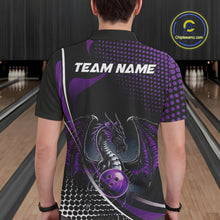 Load image into Gallery viewer, Custom Purple Dragon Bowling Jerseys, Mystical Bowling Team Uniform Polo Shirts For Men IPHW9534