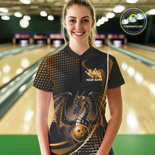 Load image into Gallery viewer, Custom Yellow Dragon Bowling Jersey, Bowling Team Uniform Women Quarter-Zip Shirt IPHW9535