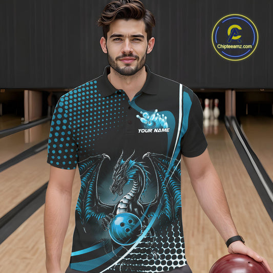 Custom Red Dragon Bowling Jerseys, Mystical Bowling Team Uniform Polo Shirts For Men IPHW9536