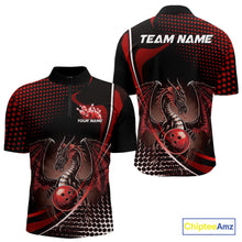 Load image into Gallery viewer, Custom Blue Dragon Bowling Jerseys, Mystical Bowling Team Uniform Quarter-Zip Shirts For Men IPHW9537