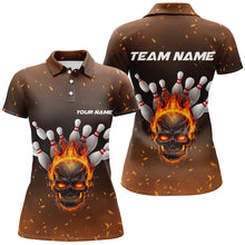 Load image into Gallery viewer, Flame Skull Custom Bowling Shirts For Women,  Skull Team Bowling Jersey Bowling Team Shirt IPHW5143