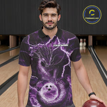 Load image into Gallery viewer, Custom Purple Thunder Lightning Dragon Bowling Polo Shirts For Men, Team Uniform IPHW9758